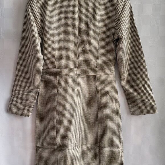 JOHNNIE-O Fitted Short Silk Dress Long Sleeve Houndstooth Preppy Light Academia - Picture 6 of 10